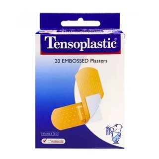 Tensoplastic Embossed Plasters เทนโซพล๊าสติค พลาสเตอร์ ปิดแผล สีเนื้อ แผ่นบาง จำนวน 1 กล่อง บรรจุ 20 ชิ้น 09209