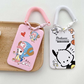 กระเป๋าใส่บัตร ลายการ์ตูน Pochacco Chopper แบบพกพา พร้อมสายคล้องข้อมือ ยืดหยุ่นได้