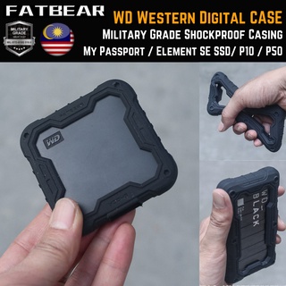 Fatbear WD Western Digital My Passport / Element SE SSD / P10 / P50 เคส TPU เกรดทหาร สีดํา กันกระแทก