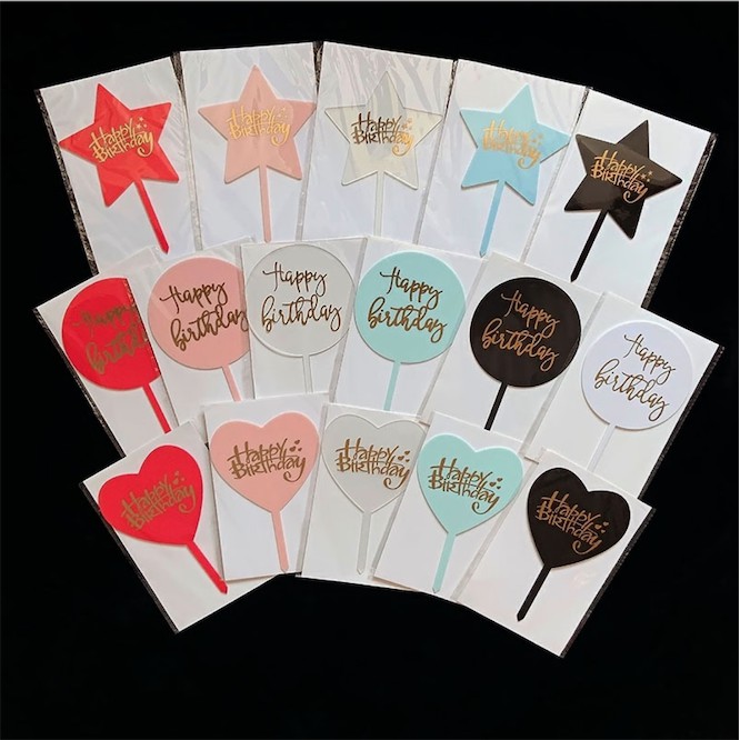 ท็อปเปอร์อะคริลิค Happy Birthday สำหรับตกแต่งเค้กวันเกิด
