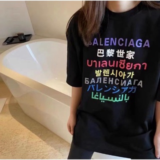 [S-5XL]เสื้อยืดแขนสั้น ทรงหลวม พิมพ์ลายตัวอักษร B-alenciaga