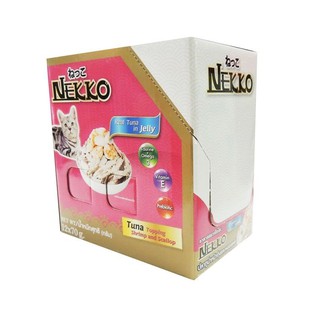 Nekko อาหารแมวเน็กโกะรสทูน่าหน้ากุ้งและหอยเชลล์ ในเจลลี่ 70g 1 โหล