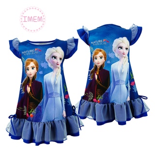 ชุดเดรสเด็ก กระโปรงผ้ามัน ชุดกระโปรง ชุดเจ้าหญิง เด็กหญิง Frozen (Disney Princess) ชุดเด็กหญิง ลิขสิทธิ์แท้ เด็กหญิง