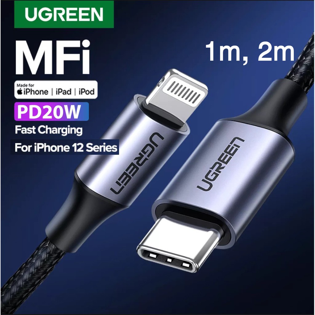 UGREEN รุ่น 60759,60761 สายชาร์จรองรับ Fast Charge!! MFi 20W PD / Lightning to Type-C สำหรับ iPhone,iPad,iPod #0