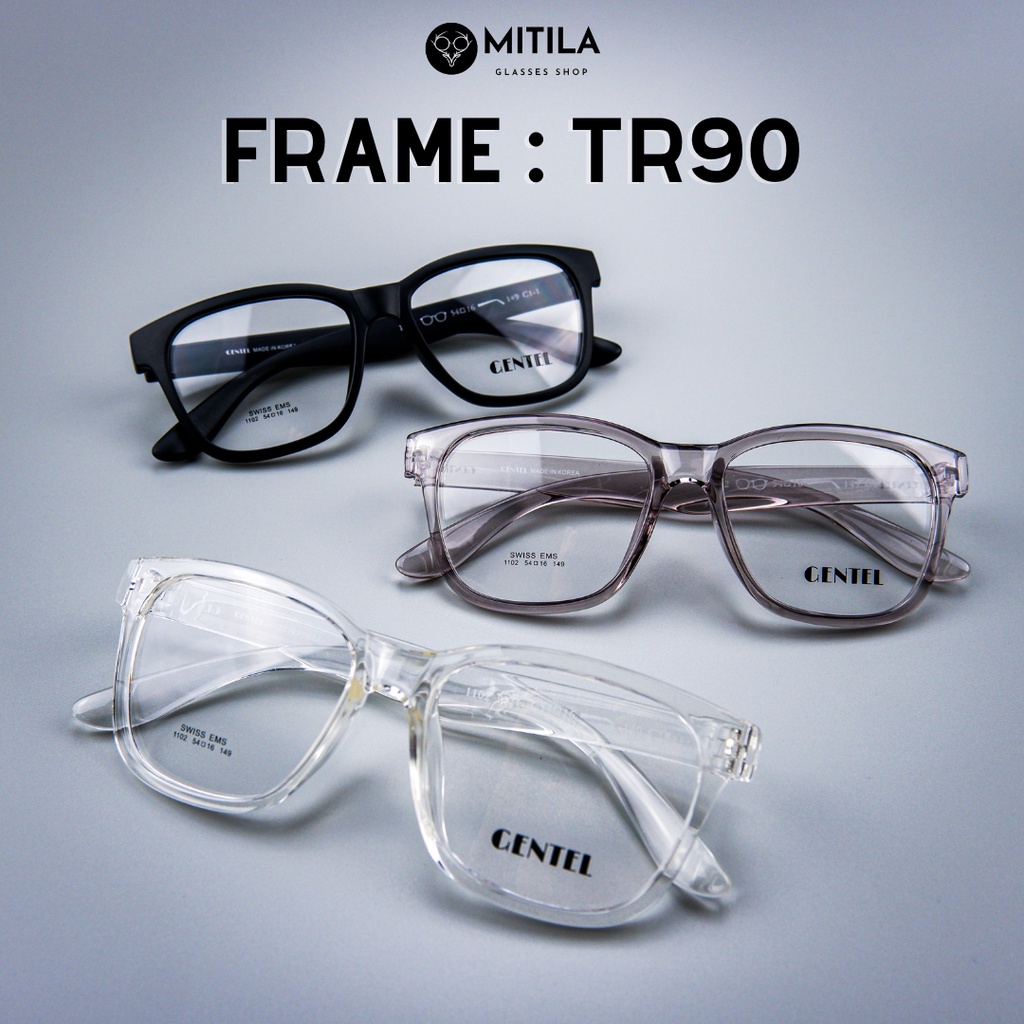 กรอบแว่นตา​ GENTEL​ ของแท้​ 100% TR90​ เบา, เหนียว, ยืดหยุ่นสูง มีบริการตัดเลนส์สายตา ตัดแว่นตา ตัดแว่นสายตา รุ่น 1102