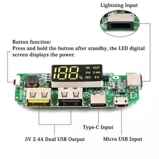 ที่ชาร์จโมดูลแบตเตอรี่ลิเธียม Charger BOARD USB Mobile Power Bank Li-ion หน้าจอ LED 1 ชิ้น