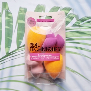 (Real Techniques®) Miracle Complexion Sponges 6 Count #91570 เรียลเทคนิค ฟองน้ำแต่งหน้า สำหรับลงผลิตภัณฑ์แบบครีม/ของเหลว