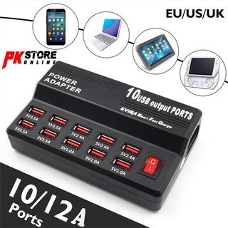 New Spot 12A 10 Port Desktop USB Rapid Charger Station Wall HUB Charging Power Cable with Plug