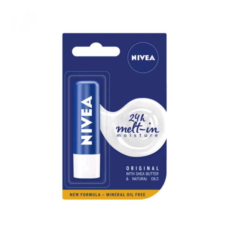 Nivea Lip Original Care 4.8 g. 💗ลิปนีเวีย ลิปมันนีเวีย Nivea Lip Original Care FREE ปลอกใส่ลิป TSUM