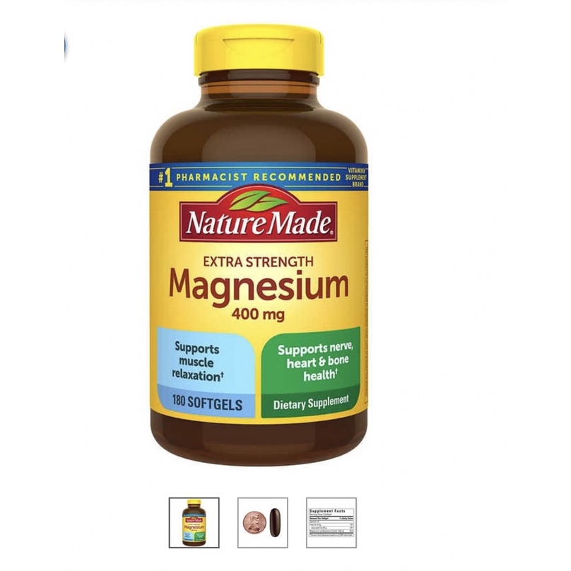 Nature Made Extra Strength Magnesium 400 mg., 180 Softgels หมดอายุ EXP.04/2023