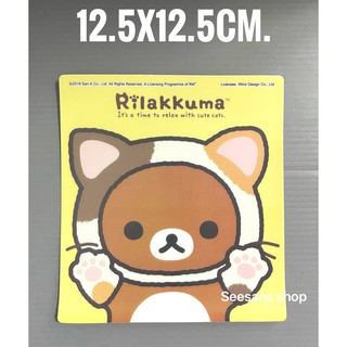 สติกเกอร์สูญกาศ ติดแผ่นป้ายภาษี พรบ. รถยนต์ ลาย#rirakuma หมีแมว  ลิขสิทธิ์แท้