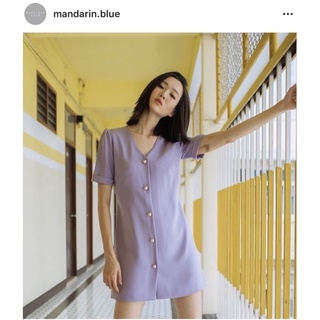 dress brand mandarinblue sz.s กระดุมหน้าปิดมิดไม่โป๊