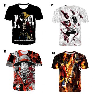 ใหม่ เสื้อยืดลําลอง แขนสั้น พิมพ์ลาย One Piece 3D แฟชั่นฤดูร้อน สําหรับผู้ชาย