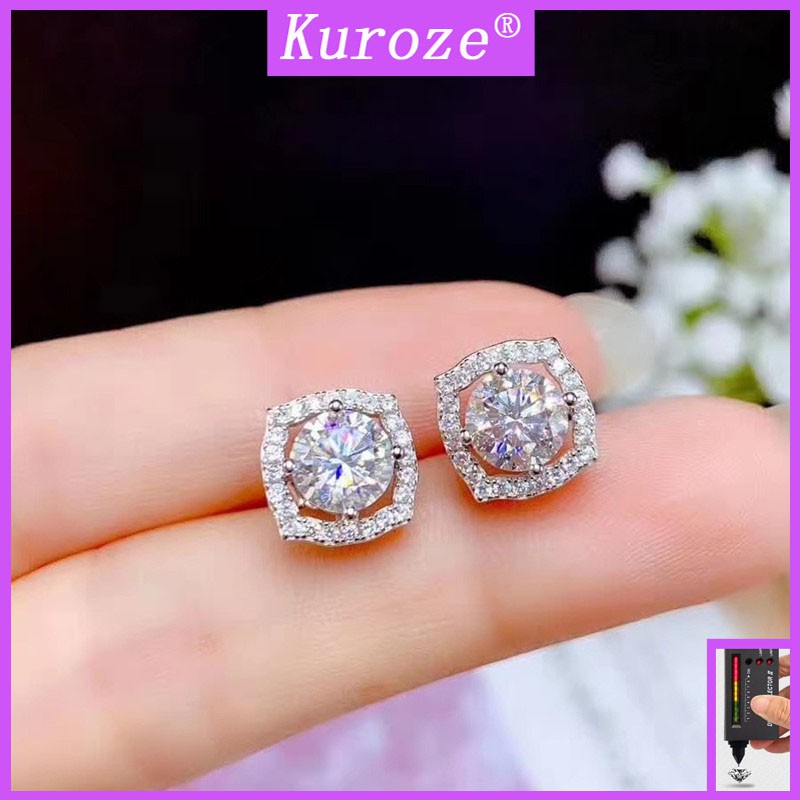 ( Gra ) Moissanite Pt950 ต่างหูสร้างสรรค์