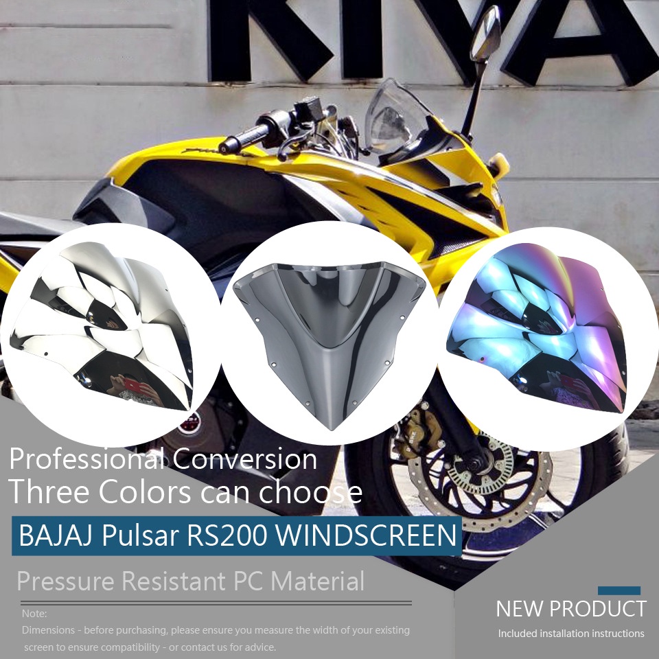 BAJAJ Pulsar RS200 RS 200 กระจกรถจักรยานยนต์ WindScreen Screen Deflectors Protector อุปกรณ์เสริม