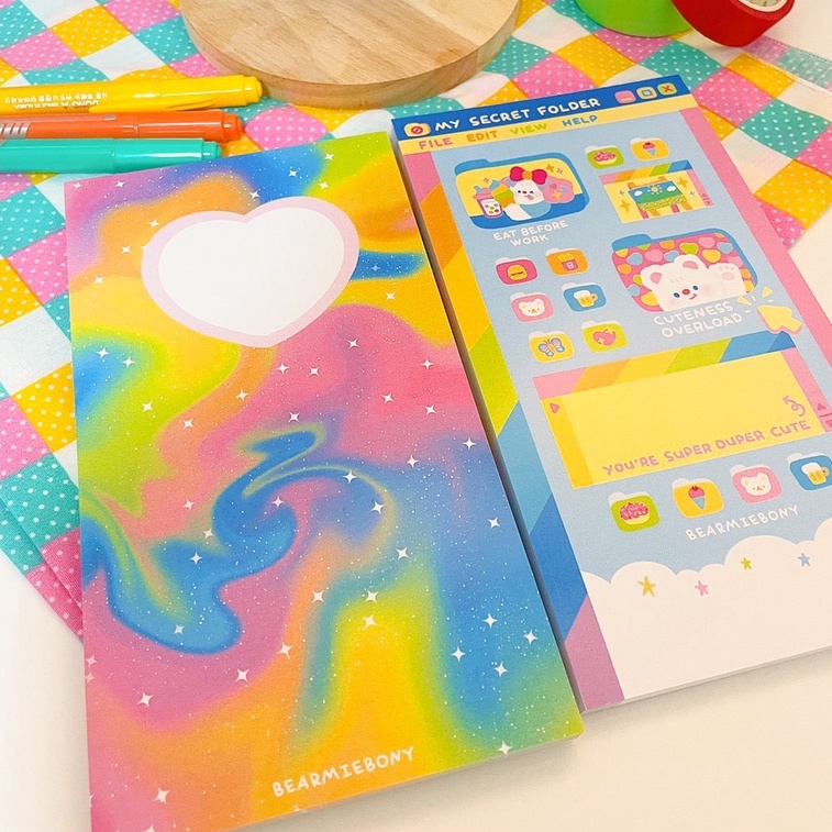 NOTEPAD A6 กระดาษโน้ตแบร์มี่โบนี่ A6 เจาะเข้าแฟ้มน่ารักมาก กระดาษหนา ไฮไลท์ไม่ทะลุ