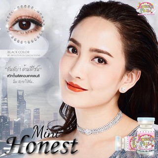 1 คู่ บิ้กอายตาโต สายแบ๊ว เน้นสวย ใส่ไปโรงเรียนได้ รุ่น Mini Honest Black  แบรนด์ Sweety Plus ขนาด 14.5 สีดำ ค่าสายตาปกต