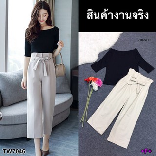 J7046 Set 2 ชิ้น เสื้อแขนยาว+กางเกงขายาวผูกโบว์