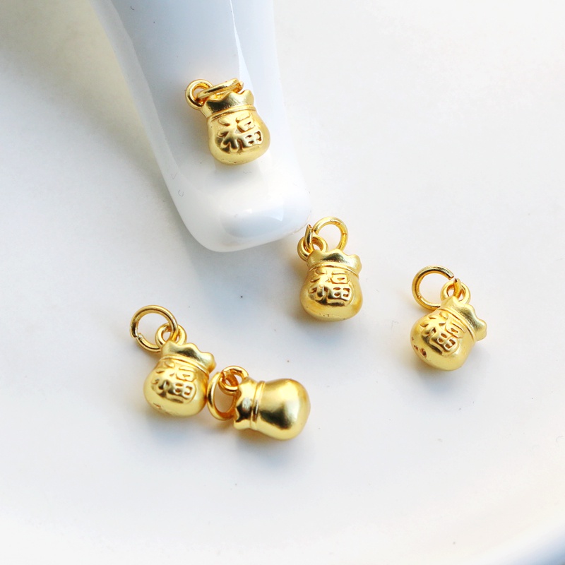 จี้ diy Color Retention 18K Matte Gold Lucky Bag Handmade