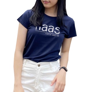 haas เสื้อยืดแขนสั้นผู้หญิง ลายสกรีน haas สีเงิน HHUK2289I