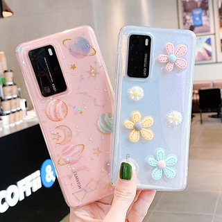 เคสโทรศัพท์มือถือ Huawei P30 Nova7 P40 P40pro ดอกไม้โปร่งใส Mate30 สาวเคสมือถือดอกไม้น่ารักเคสโทรศัพท์มือถือ Huawei P30pro P30lite Nova5T Y9 2019 แบบเรียบง่าย