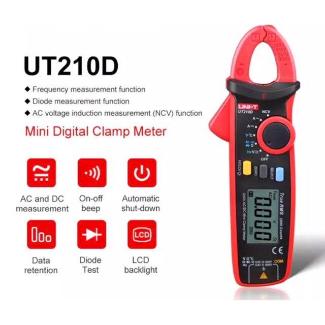 UNI-T UT210D Digital Clamp meter Mini AC/DC True RMS