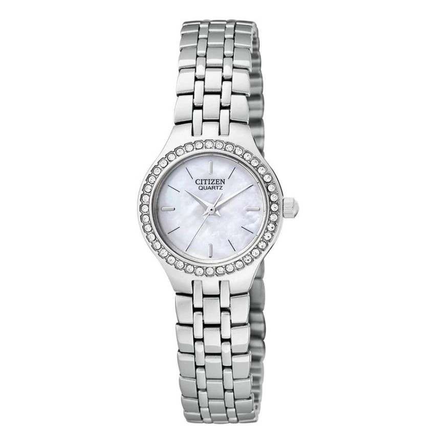 CITIZEN Quartz Ladies Watch Stainless Strap Crystal รุ่น EJ6040-51D - Silver/Pearl