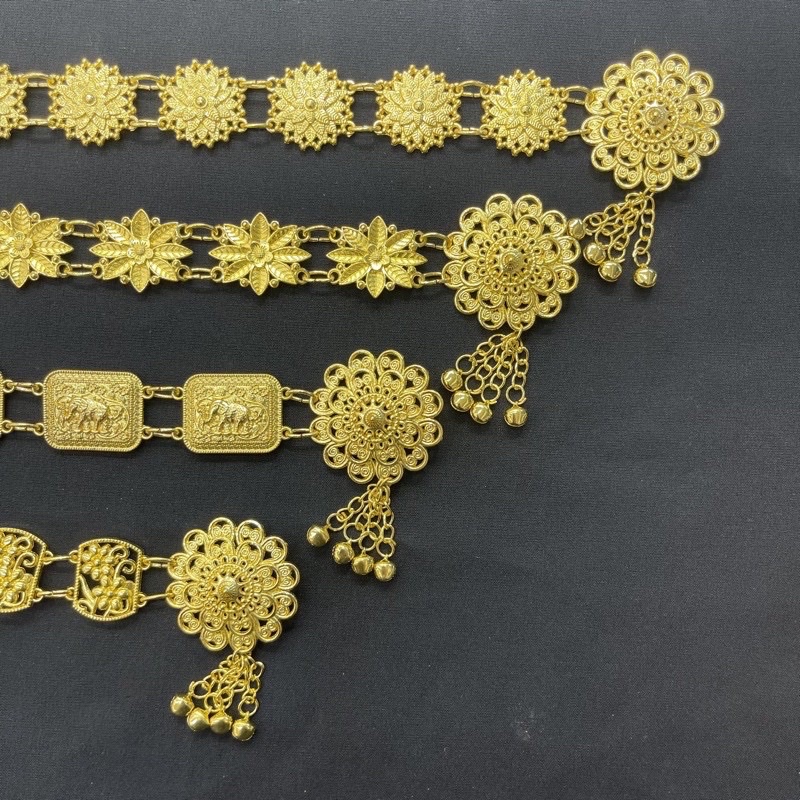 Fashion Jewele เครืองประดับโบราณสีทองเข็มขัดดอกไม้อีสานชุดล้านนาไท