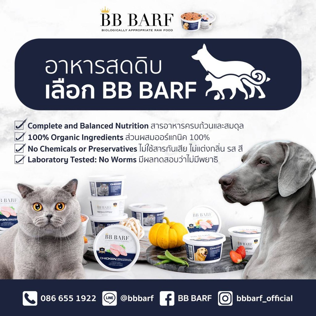 อาหารบาร์ฟ Bb Barf อาหารสดดิบสำหรับสุนัข สูตรไก่ Set A Blue Berlin Thaipick
