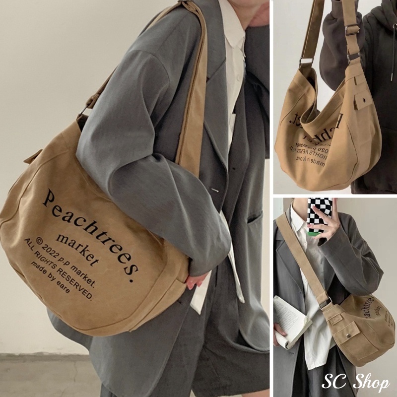 ใหม่ Retro ผ้าใบขนาดใหญ่ Messenger กระเป๋านักเรียนหญิงญี่ปุ่น Joker Tote