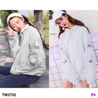 TwinsShopVip💗พร้อมส่ง TW3752  เสื้อกันหนาว มีฮู้ด ปักหัวใจ Hoodie with embroidered heartsHoodie with embroider