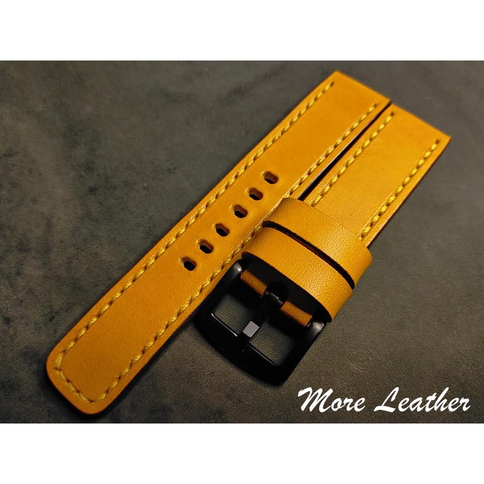 More Leather สายนาฬิกาหนังแท้ 100% สายนาฬิกาแฮนด์เมดสไตล์วินเทจ แถมฟรีสปริง1คู่ มีขนาดตั้งแต่ 16mm ขึ้นไป