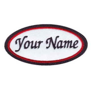 ปักชื่อ อาร์มป้ายชื่อวงรี  Oval Custom Embroidered Name Tag Sew On Patch (A)