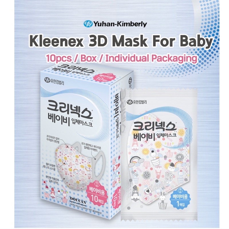 หน้ากากเด็กเล็ก 0-3ขวบ จากเกาหลี Kleenex Baby 3D mask