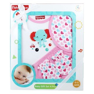 Fisher Price Gift Set ชุดของขวัญ เด็กแรกเกิด 4 ชิ้น สีชมพู