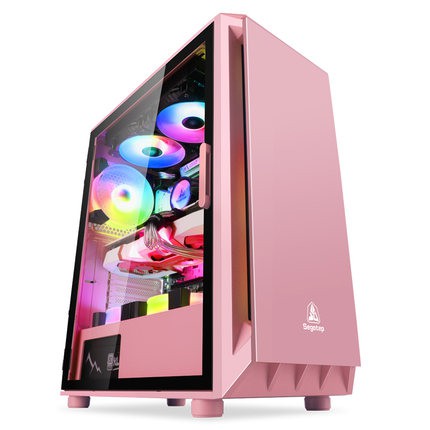 เคสคอมพิวเตอร์สีชมพู สีขาว สีดำ (สั่งทำลายต่างๆที่เคสได้) Gaming Pc case Pink White Black