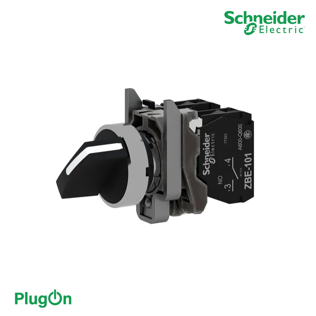 Schneider  XB4BD25 สวิตซ์ซีเลคเตอร์ที่จับแบบมาตรฐาน 2ตำแหน่งแบบกดค้าง 1NC+1NO แบบโลหะ | PlugOn