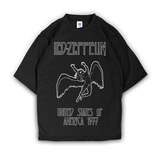 Zeppelin เสื้อยืดลําลอง แขนสั้น คอกลม พิมพ์ลาย UNITED STATES 1977 สไตล์วินเทจ โอเวอร์ไซซ์