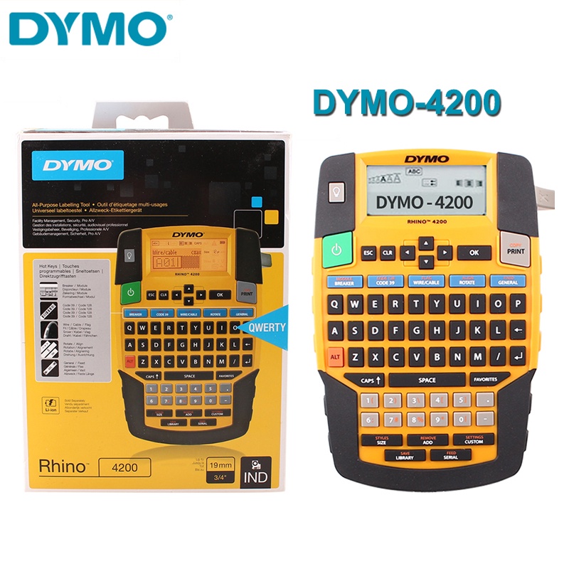 DYMO 4200 เครื่องพิมพ์ฉลาก DYMO Rhino 4200 เครื่องทําฉลากอุตสาหกรรมสําหรับไนลอนยืดหยุ่นเทปฉลากไวนิล 