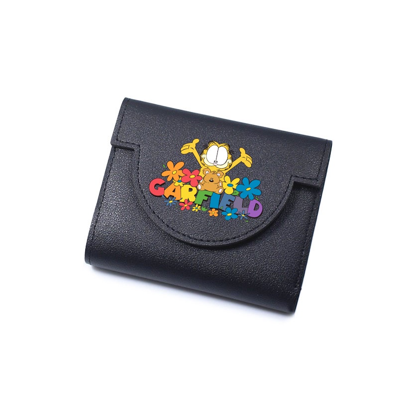 กระเป๋าสตางค์ ใบสั้น กระเป๋าใส่เหรียญ ใส่บัตรได้ ลายการ์ฟิลด์น่ารัก สําหรับผู้ชาย และผู้หญิง