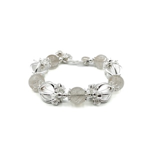 สร้อยข้อมือดอกรักเงินแท้ ร้อยหินไหมทอง : DSP 925 Sterling Silver Golden Rutile Quartz Charm Bracelet [CFS0010]