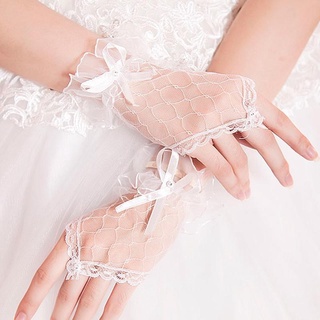 Xixi ถุงมือตาข่ายลูกไม้สําหรับคู่แต่งงานไม่มีนิ้ว