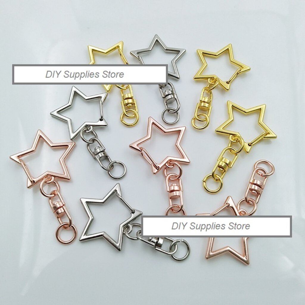 ขายส่ง อะไหล่พวงกุญแจ DIY ห่วงพวงกุญแจ ตะขอพวงกุญแจ ขนาด ยาวรวม 5ซม. แบบเซ็ทตะขอรูปหัวใจสีเงินพร้อมห่วงต่อปลาย (12ชิ้...