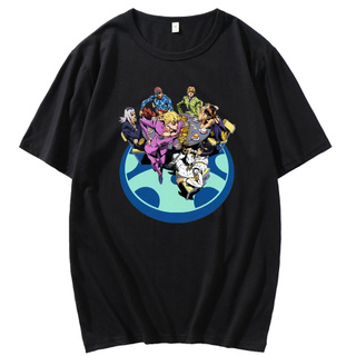 เสื้อยืดสีขาวเสื้อยืดคอกลมเสื้อยืดแขนสั้น คอกลม พิมพ์ลายการ์ตูน Jojo Bizarre Adventure สไตล์ญี่ปุ่น แฟชั่นฮิปฮอป สําหรับ