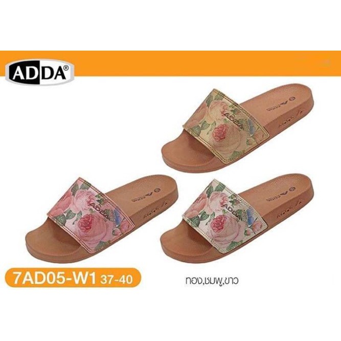 รองเท้าแตะ ADDA หนังนิ่ม พื้นนุ่ม ลายกุหลาบ สไตล์วินเทจ เบา ใส่สบาย 7AD05 มี3สี