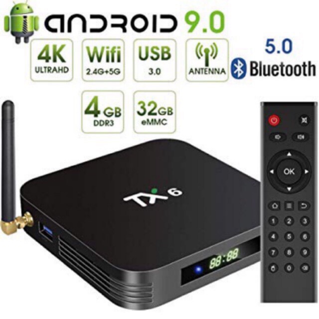 【ของแท้ 100】TX6 Android Box แรม 4GB ddr3 / พื้นที่เก็บข้อมูล 32GB(64GB） Android 9.0