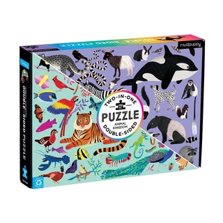 Mudpuppy Animal Kingdom 100 Piece Double-Sided Puzzle จิ๊กซอว์ 100 ชิ้น ที่ต่อเล่นได้ 2 ฝั่ง 1 กล่องต่อได้ 2 ภาพ