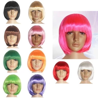 BACKSTAGERET4FC3 Bob Hair Wigs Party 14 สีสั้นฮาโลวีน