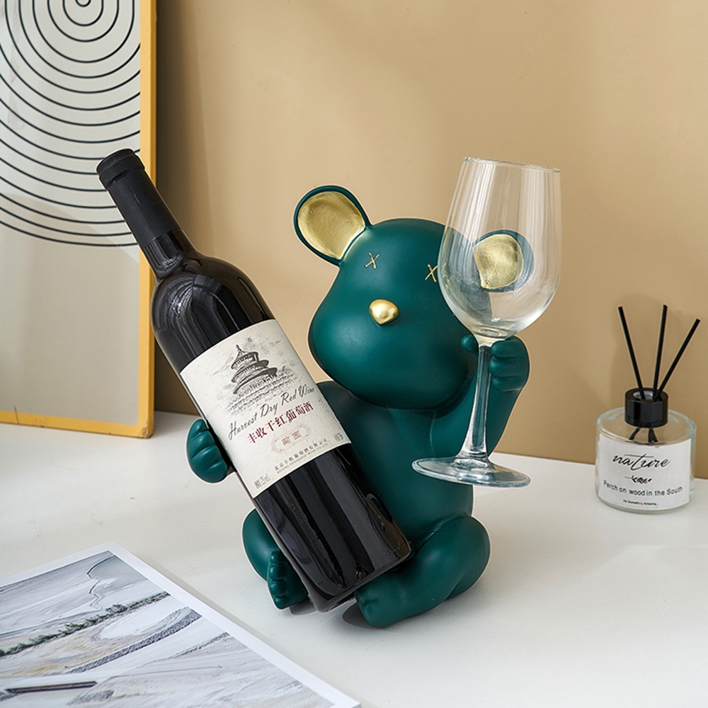 Nordic Bear Wine Rack Resin Modern Home Living Room Decoration Bar TV ...