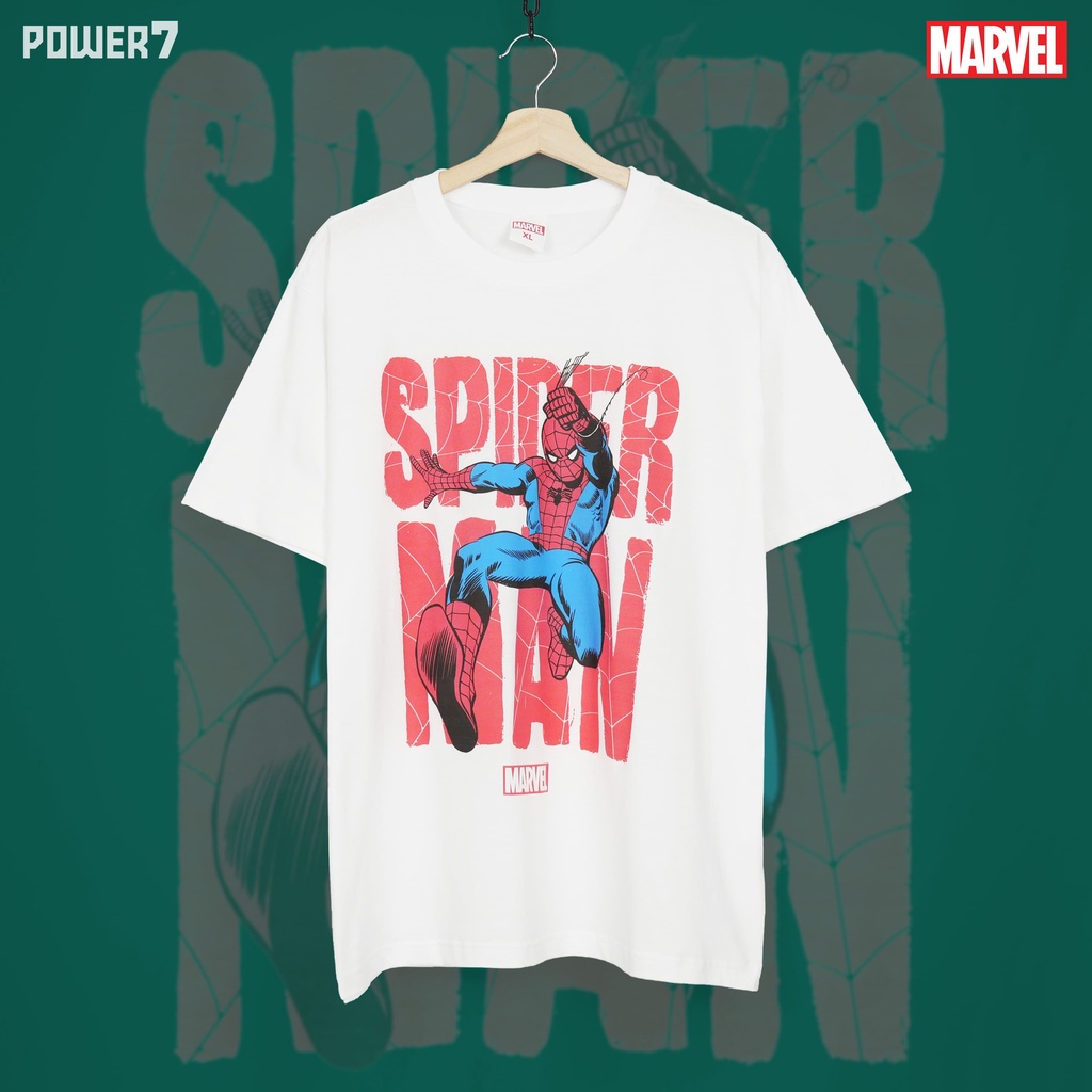 Power7Shop เสื้อยืดการ์ตูน มาร์เวล Spider Man ลิขสิทธ์แท้ MARVEL COMICS T-SHIRTS (MVX-026)